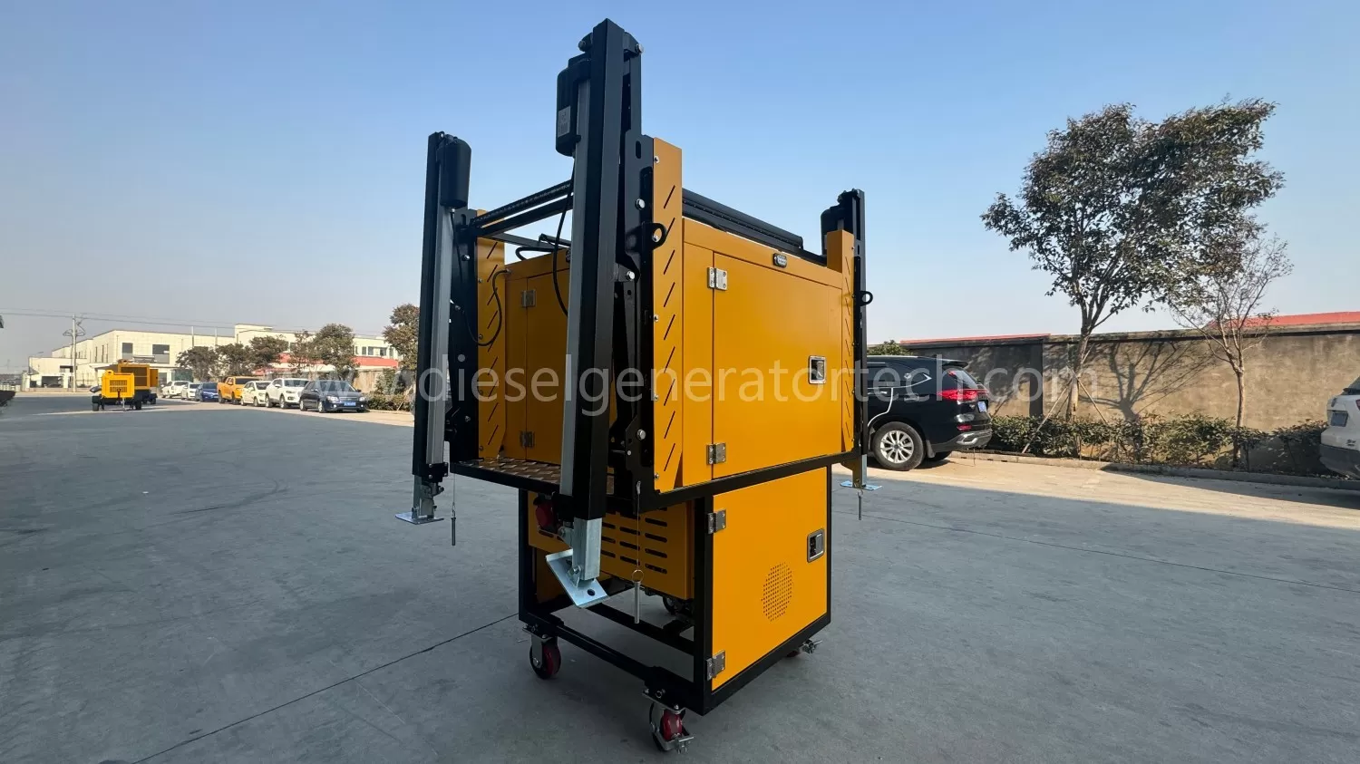 Self-loading and unloading mobile emergency drainage cabin lighting power generation in one